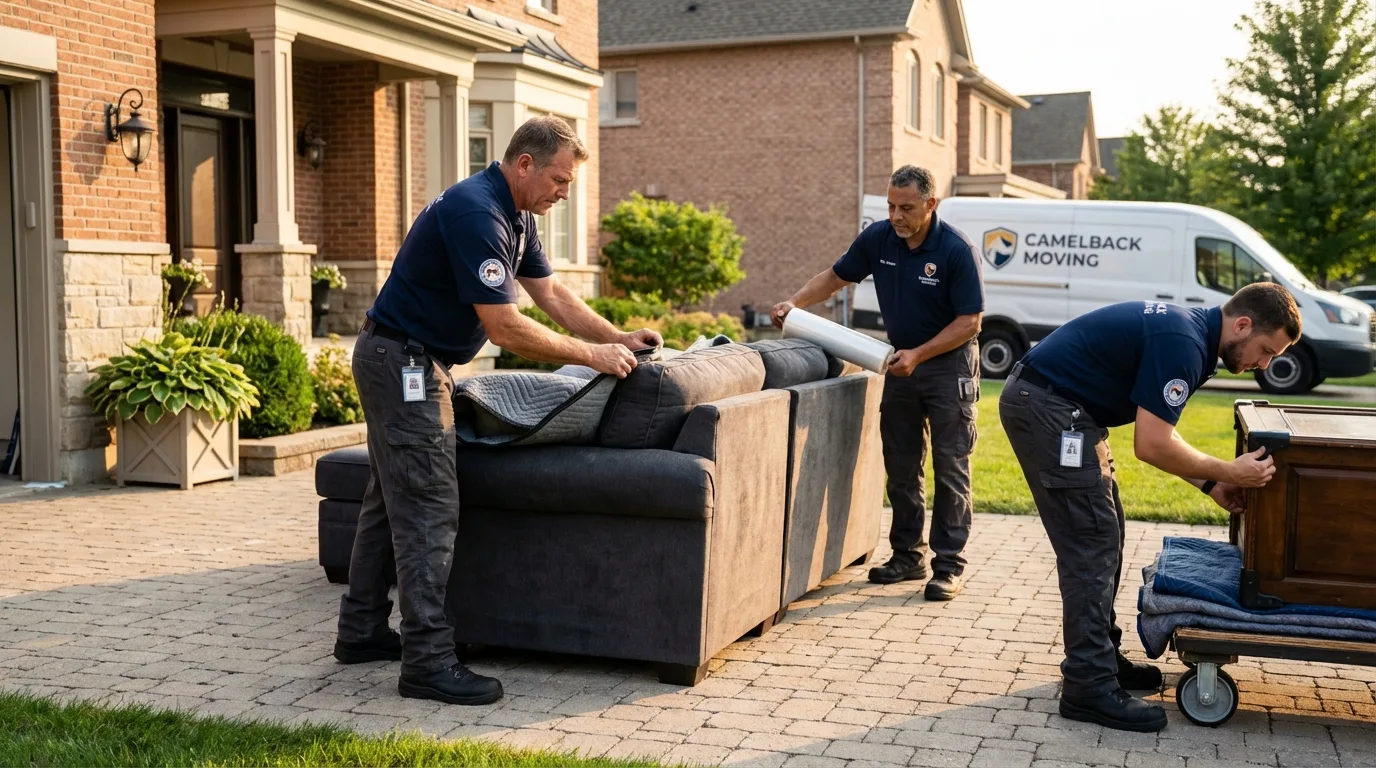 Large estate moving crew wrapping furniture in Fort Walton Beach, FL